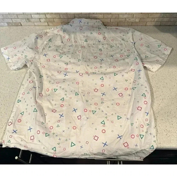 PlayStation Controller Symbols Short Sleeve Button Shirt Video Gamer Sony b39 - Picture 4 of 4